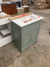 Doveton 30 in. Single Sink Sage Green Bath Vanity with White Engineered Stone Top (Assembled)