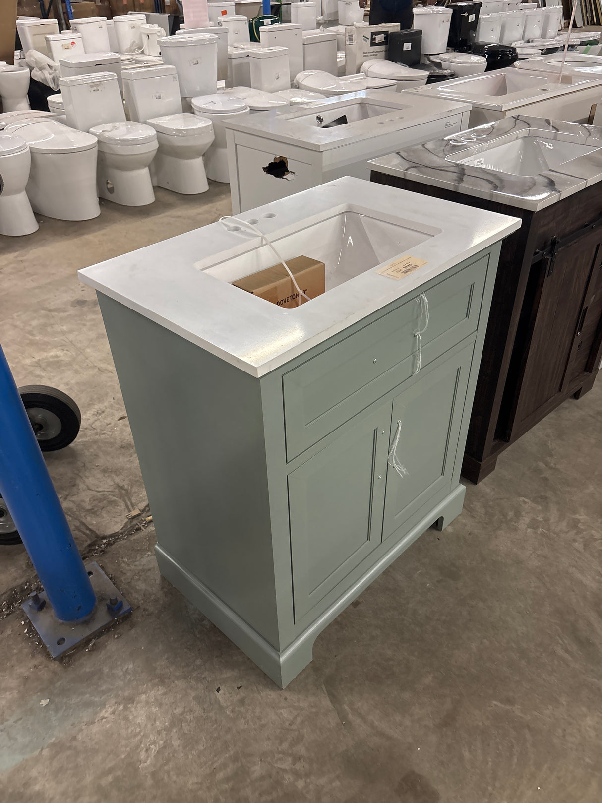 Doveton 30 in. Single Sink Sage Green Bath Vanity with White Engineered Stone Top (Assembled)
