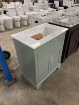 Doveton 30 in. Single Sink Sage Green Bath Vanity with White Engineered Stone Top (Assembled)