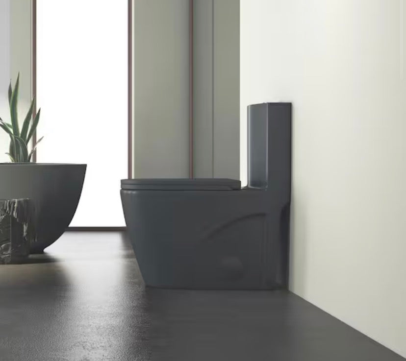 Reno 1-Piece 1.1/1.6 GPF Siphon Dual Flush Elongated ADA Chair Height Toilet in Charcoal Gray, Seat Included