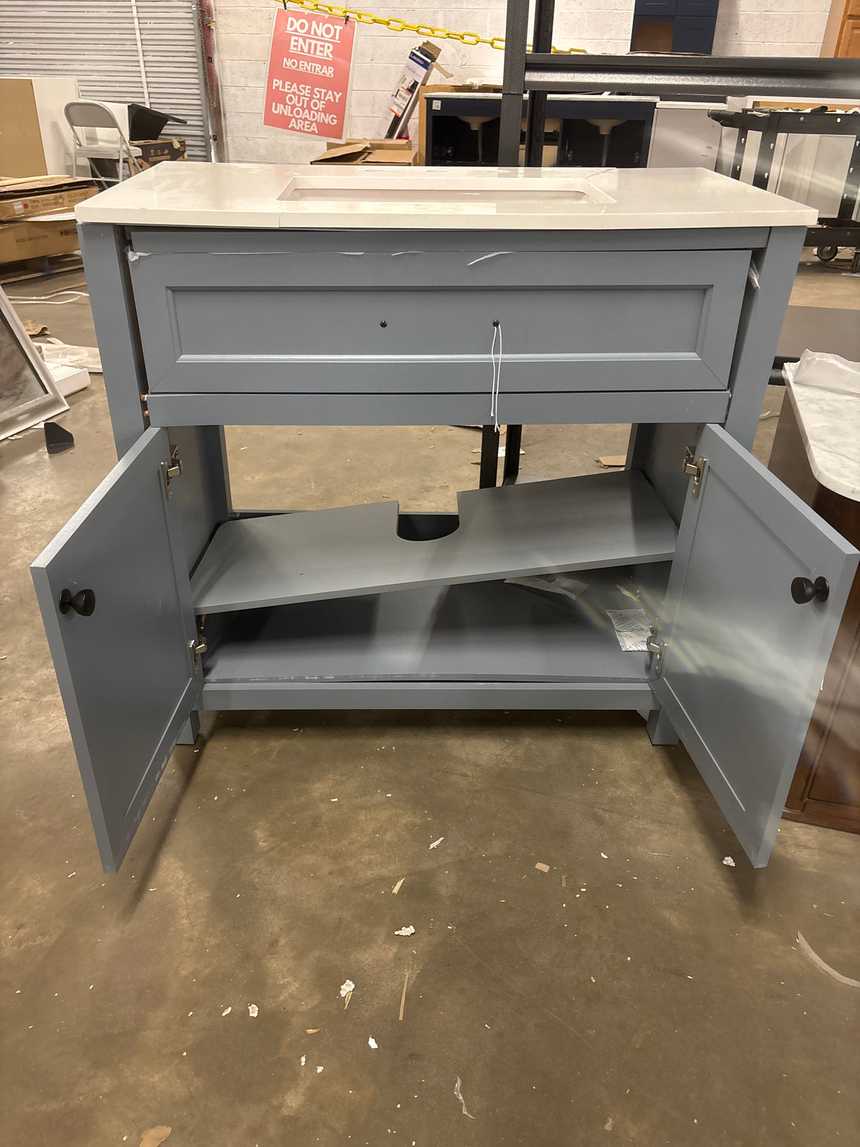 Hanna 36 in. W x 19 in. D x 34.5 in. H Single Sink Bath Vanity in Spruce Blue with White Engineered Stone Top