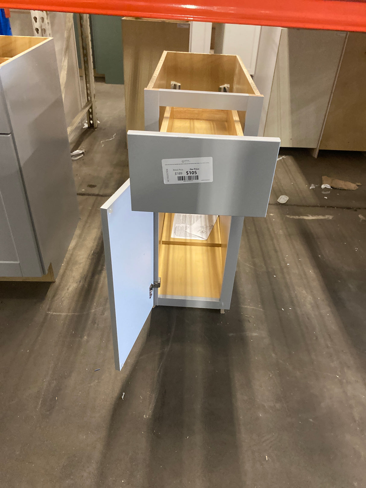 Shaker Dove Gray Stock Assembled Base Kitchen Cabinet with Ball-Bearing Drawer Glides (12 in. x 34.5 in. x 24 in.)