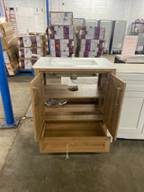 Moorside 30 in. Single Sink Sweet Maple Bath Vanity with White Engineered Stone Top (Assembled)