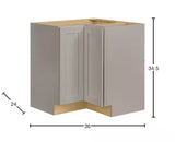 Avondale 36 in. W x 24 in. D x 34.5 in. H Ready to Assemble Plywood Shaker Lazy Susan Corner Cabinet in Dove Gray