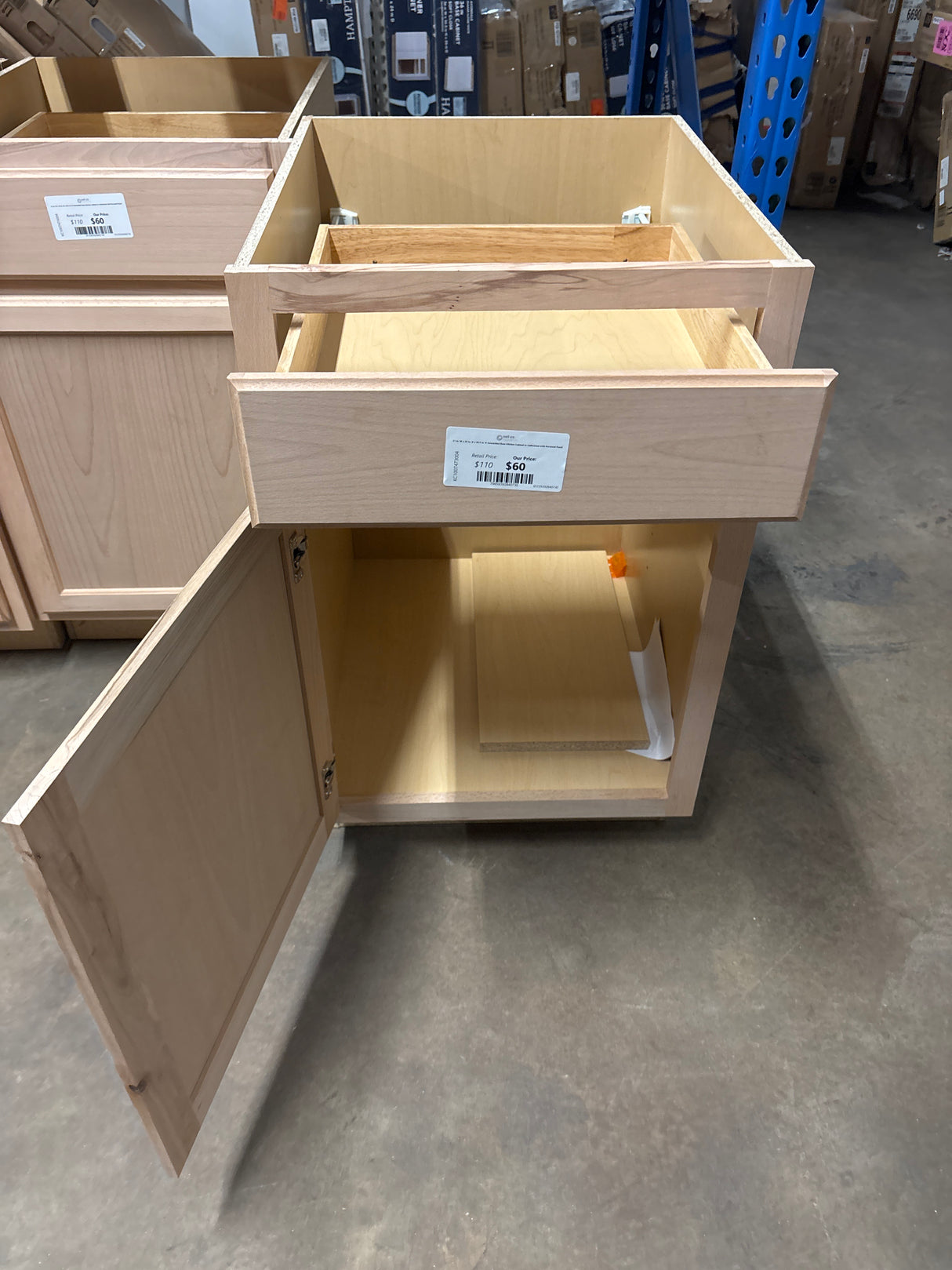 21 in. W x 24 in. D x 34.5 in. H Assembled Base Kitchen Cabinet in Unfinished with Recessed Panel