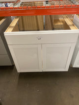 Westfield Feather White Assembled Sink Base Kitchen Cabinet (36 in. W x 23.75 in. D x 35 in. H)