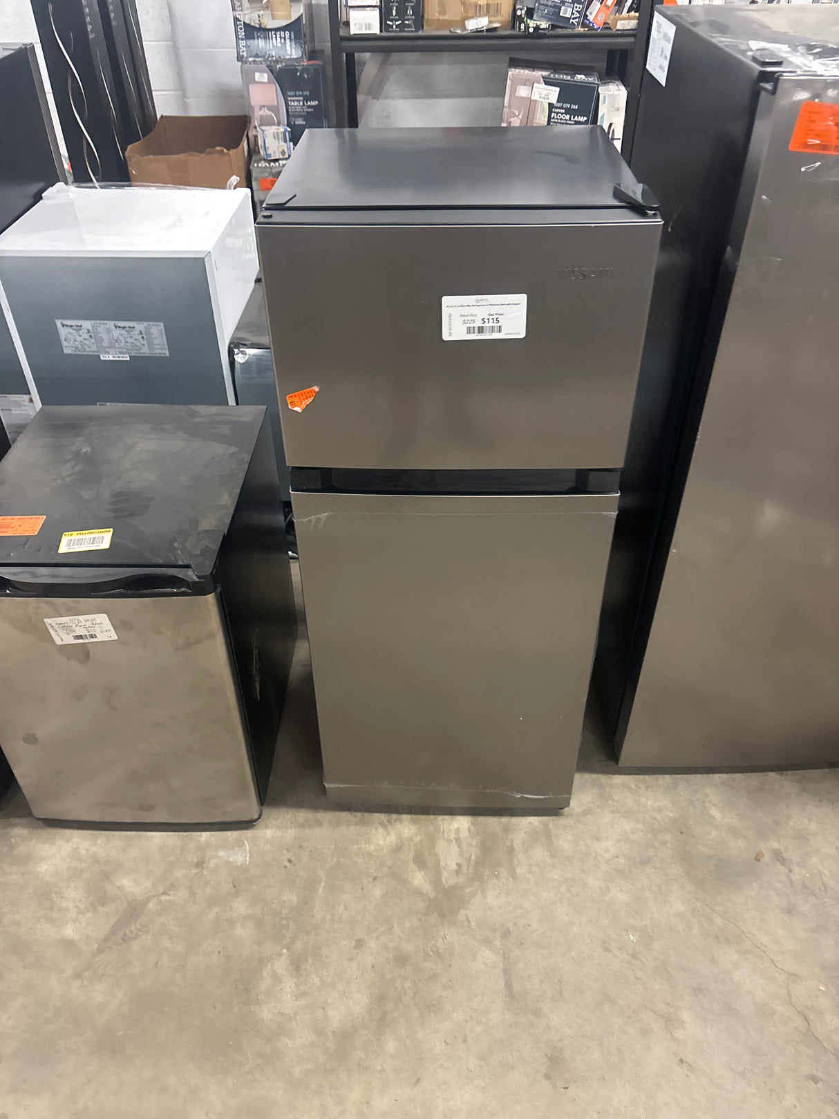 4.5 cu. ft. 2-Door Mini Refrigerator in Platinum Steel with Freezer