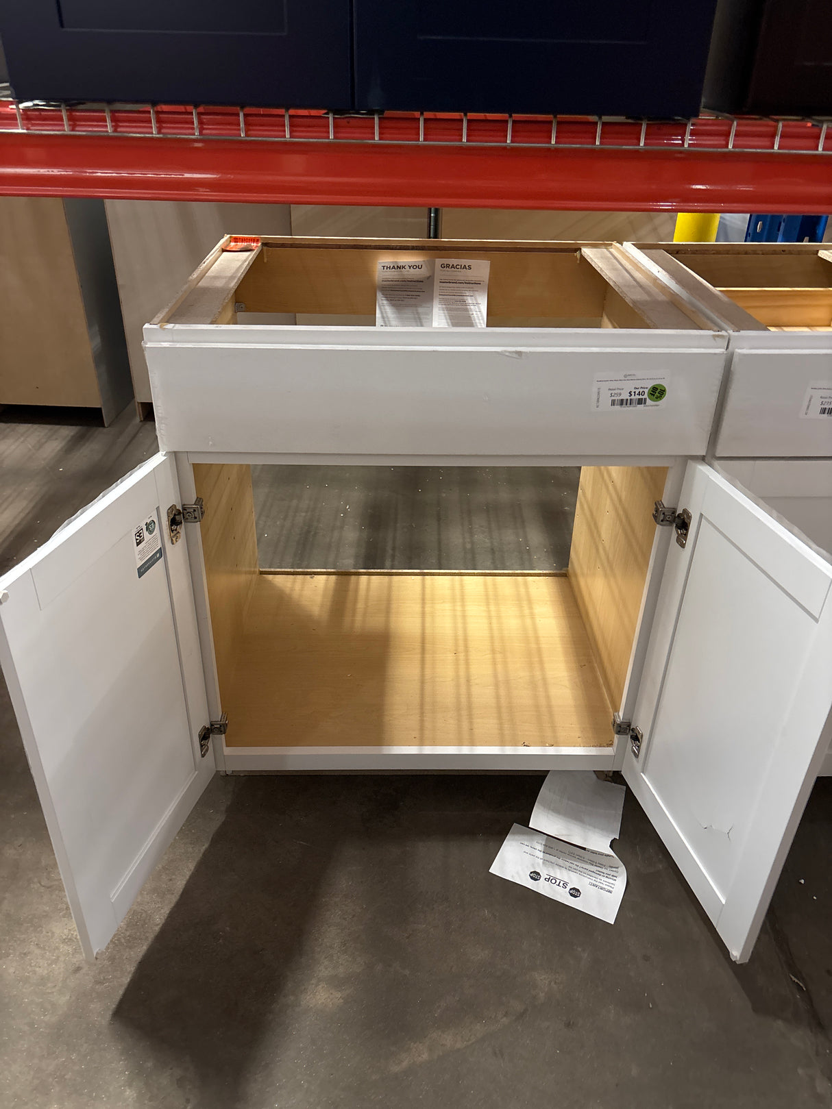 Westfield Feather White Shaker Stock Sink Base Kitchen Cabinet (30 in. W x 23.75 in. D x 35 in. H)