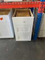 Shaker Satin White Stock Assembled Drawer Base Kitchen Cabinet with Drawer Glides (18 in. x 34.5 in. x 24 in.)