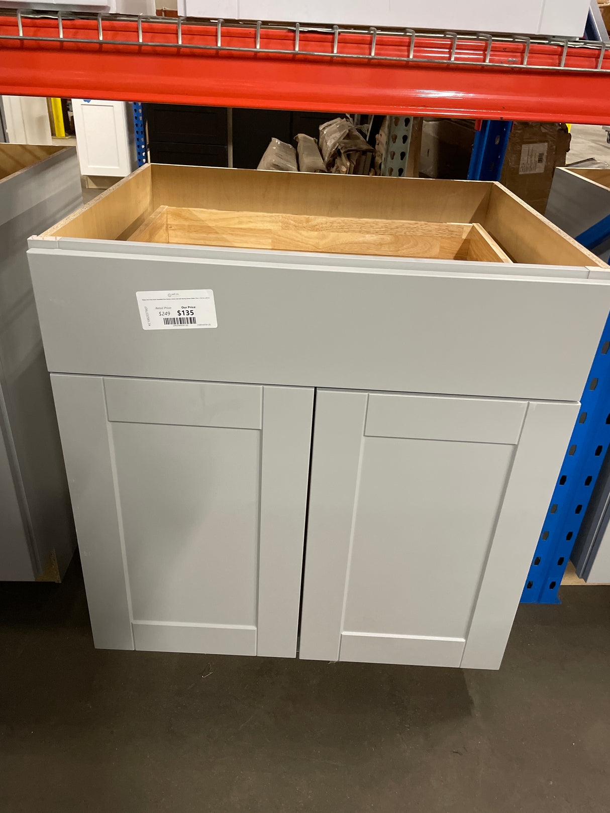 Shaker Dove Gray Stock Assembled Base Kitchen Cabinet with Ball-Bearing Drawer Glides (30 in. x 34.5 in. x 24 in.)