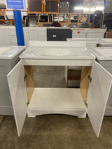 31 in. W x 19 in. D x 35 in. H Single Sink Freestanding Bath Vanity in White with White Cultured Marble Top