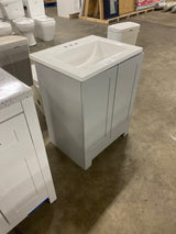 24 in. W x 19 in. D x 33 in. H Single Sink Freestanding Bath Vanity in Pearl Gray with White Cultured Marble Top