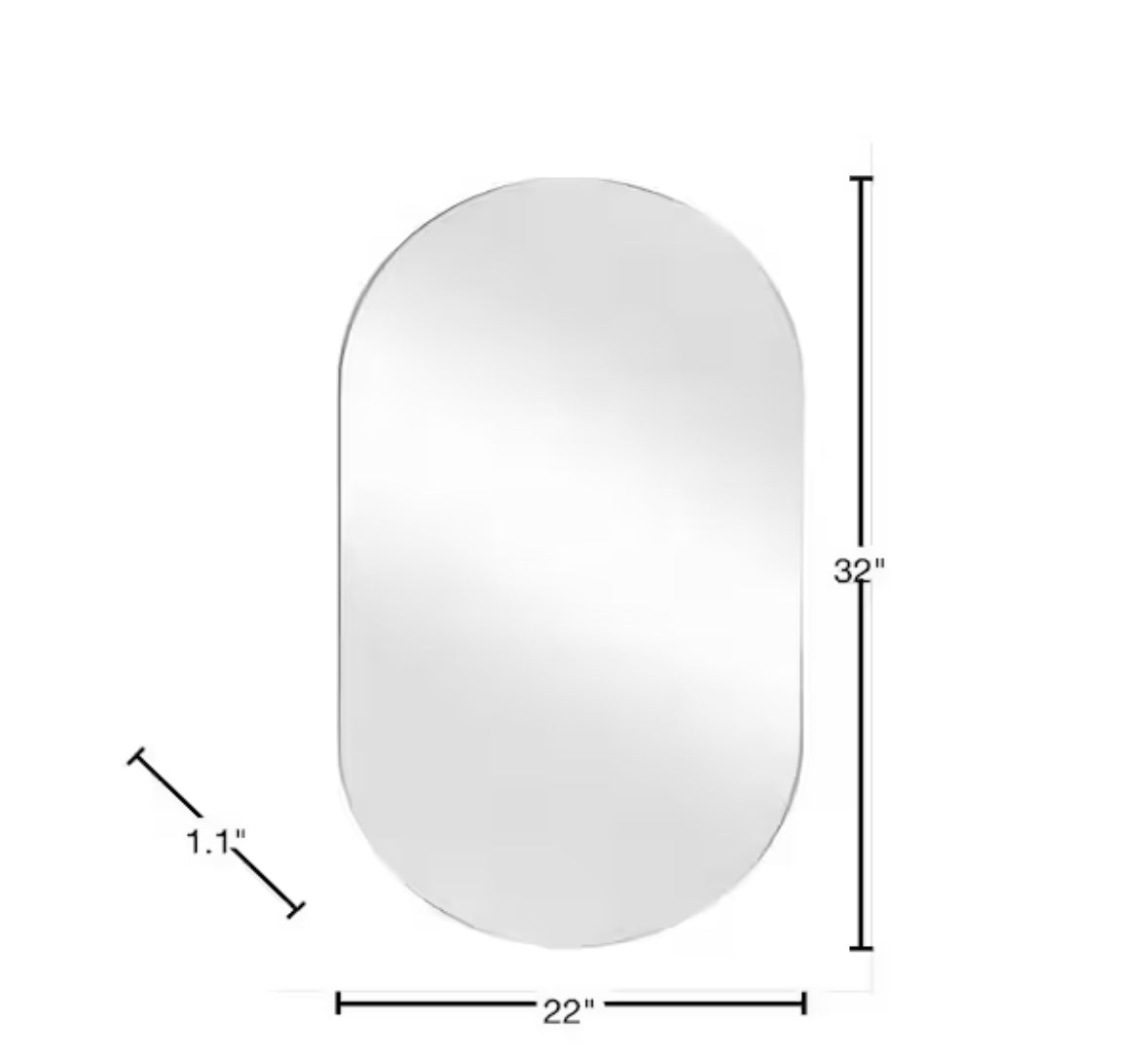 Medium Modern Oval Silver Framed Mirror (22 in. W x 32 in. H)