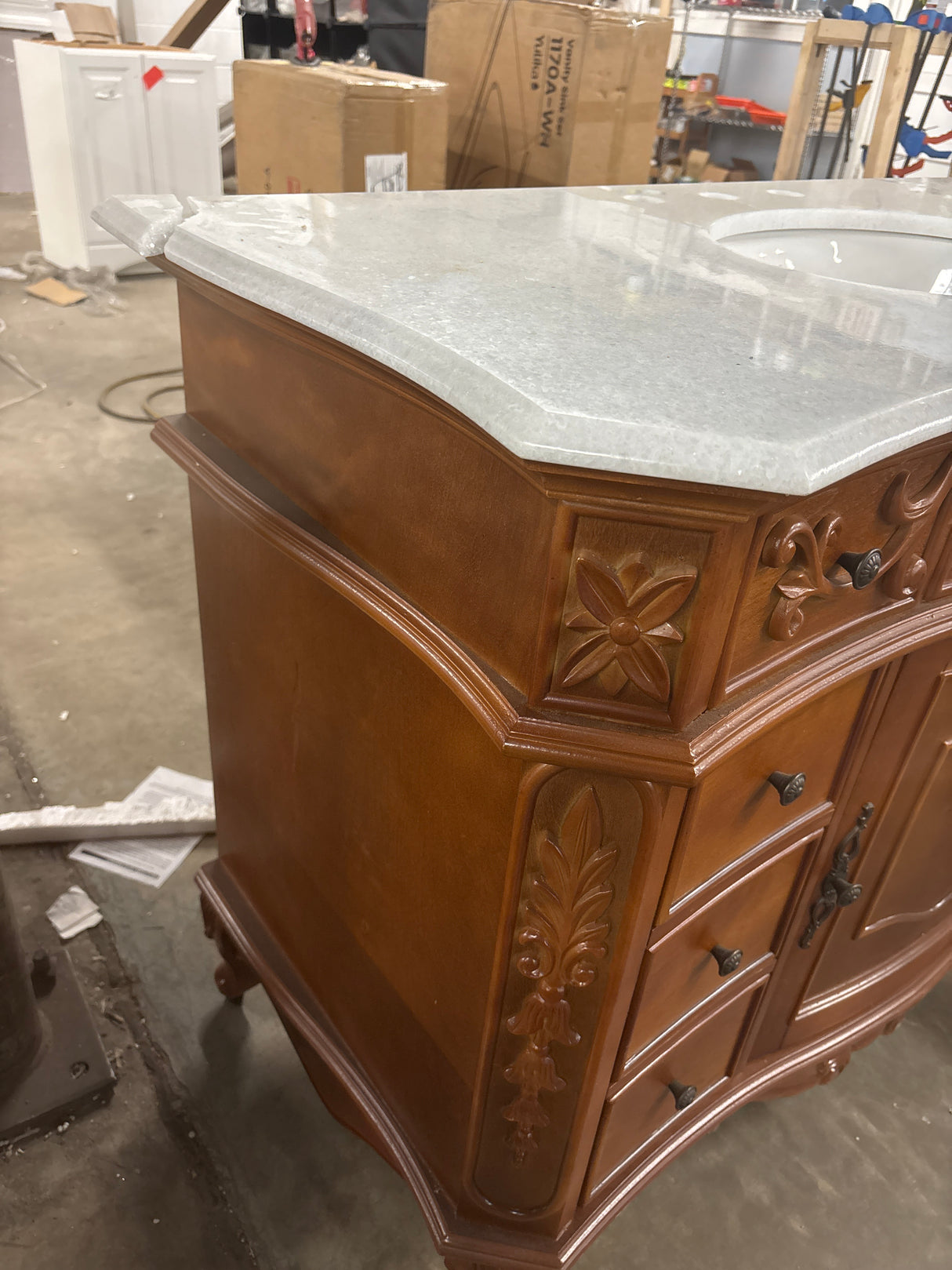 Winslow 45 in. W x 22 in. D x 35 in. H Single Sink Freestanding Bath Vanity in Antique Cherry with White Porcelain Top