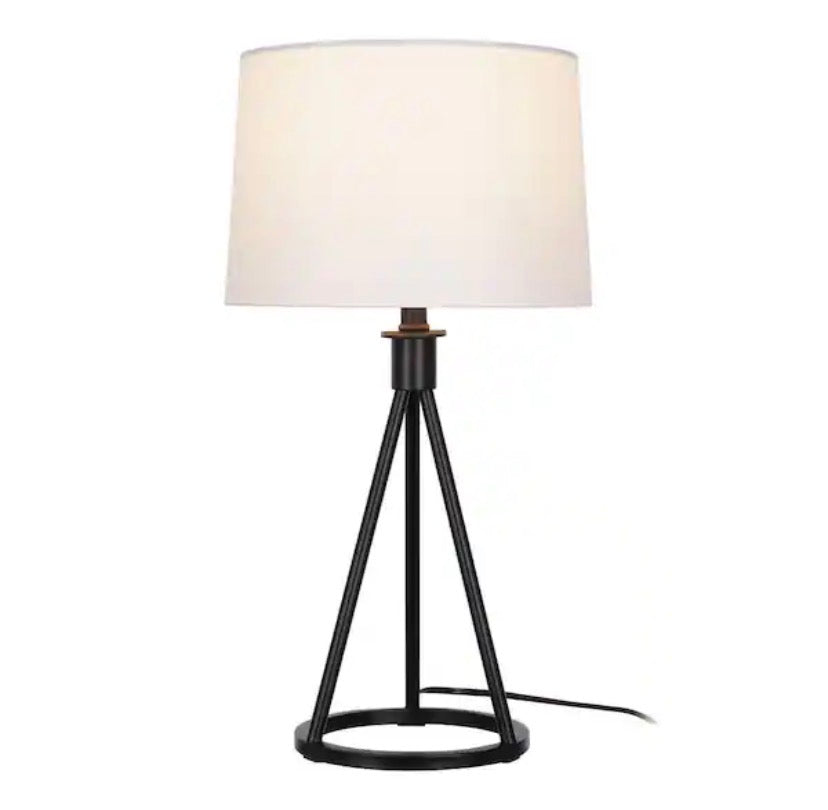 Higgins 23.75 in. Black Tripod Table Lamp with Round Base