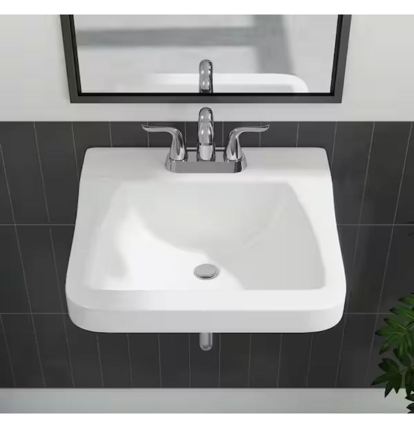 Aragon 19 in. Rectangular Vitreous China Bathroom Sink in White