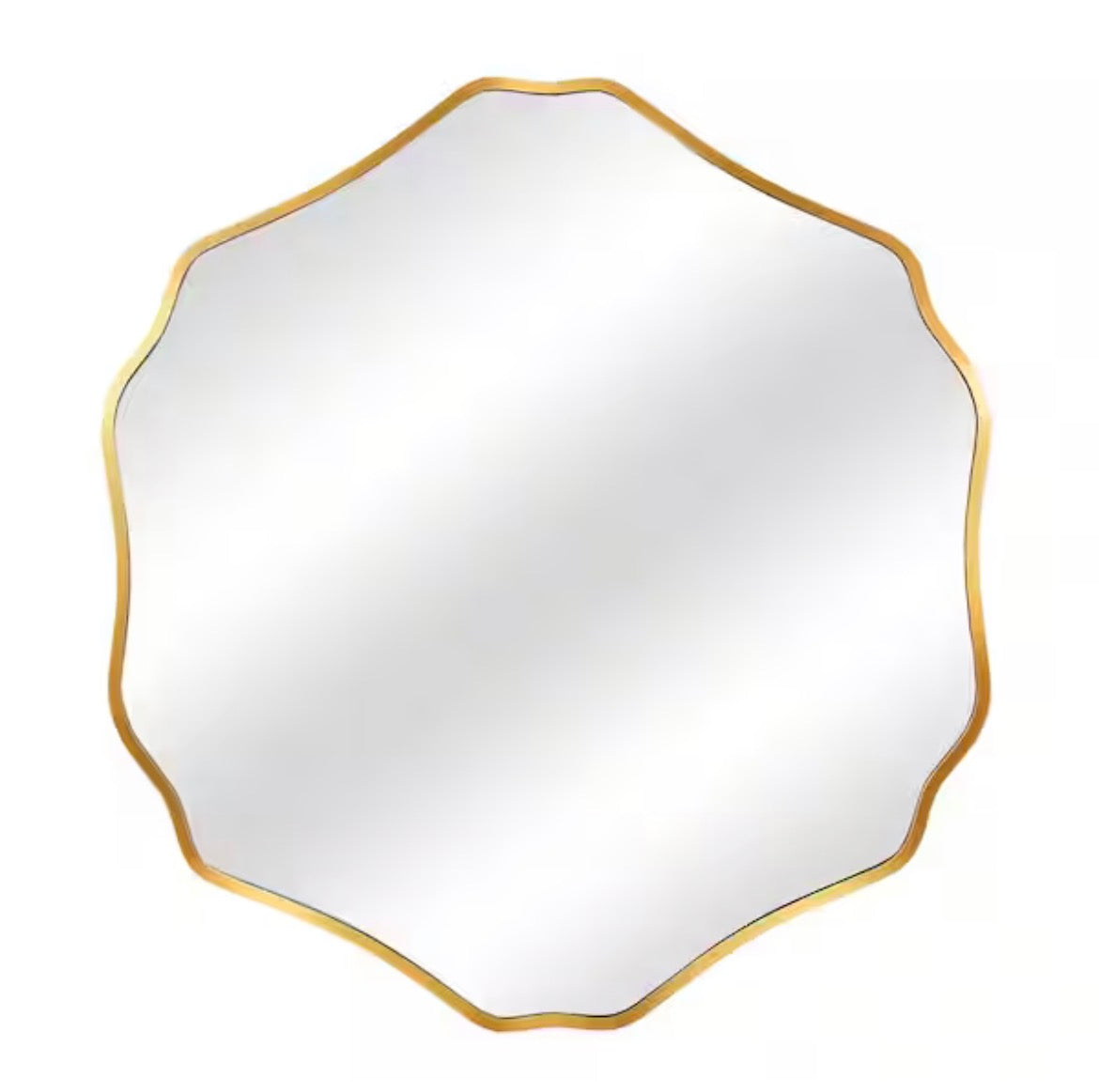 28 in. W x 32 in. H Scalloped Gold Aluminum Alloy Framed Irregular Wall Mirror