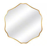 28 in. W x 32 in. H Scalloped Gold Aluminum Alloy Framed Irregular Wall Mirror