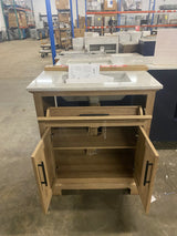 Doveton 30 in. W x 19 in. D x 34.50 in. H Freestanding Vanity in Weathered Tan with White Engineered Stone Top