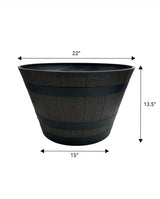 22 in. Cameron Whiskey Barrel Resin Planter (22 in. D x 13.5 in. H) with Drainage Hole