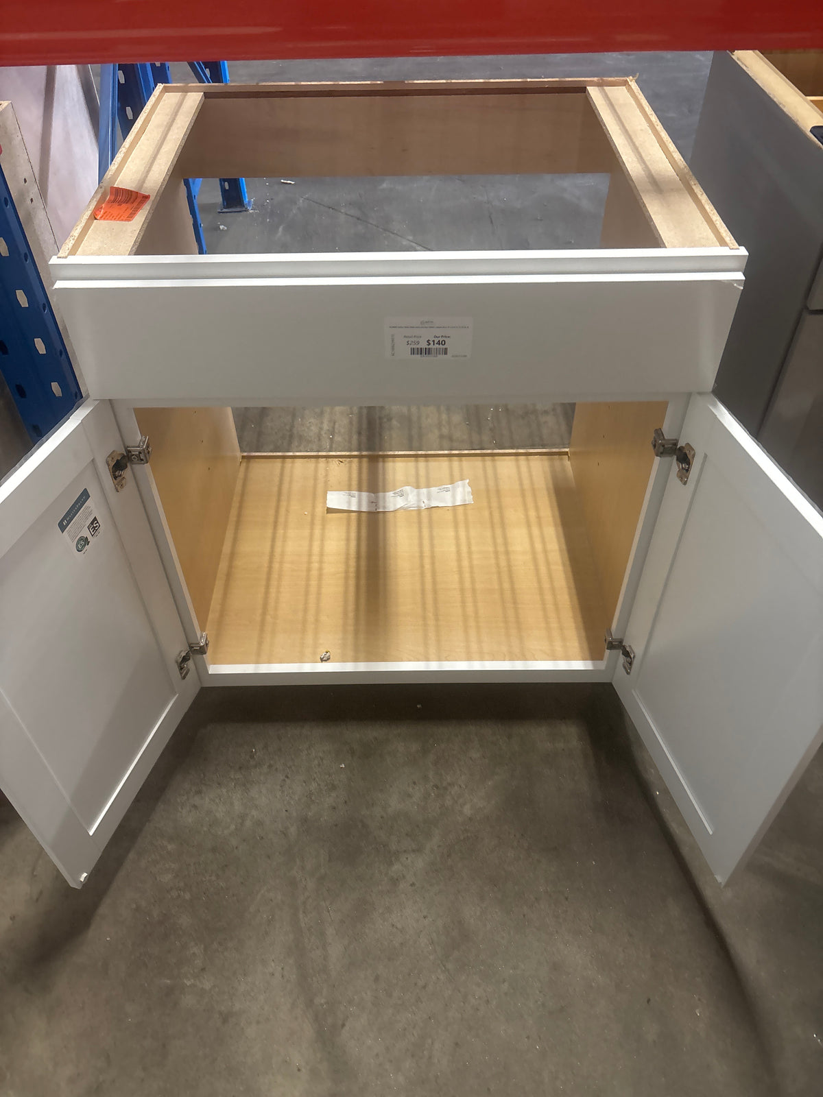 Westfield Feather White Shaker Stock Sink Base Kitchen Cabinet (30 in. W x 23.75 in. D x 35 in. H)