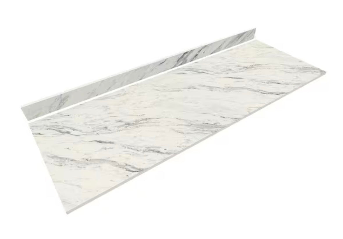 8 ft. L x 25 in. D Engineered Composite Countertop in Calcutta Blanc with Satin Finish
