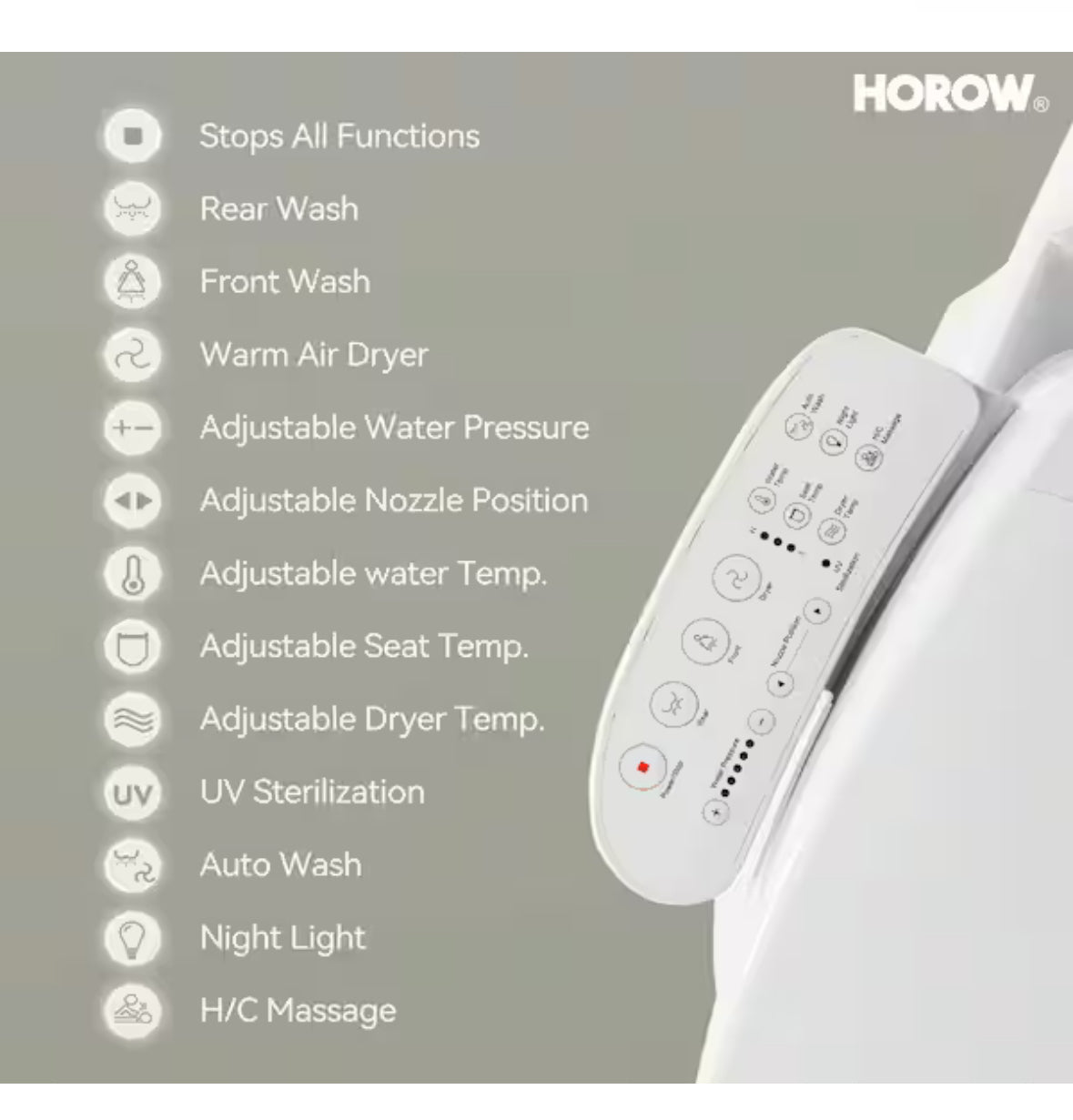 1-Piece Elongated Chair Smart Bidet Seat