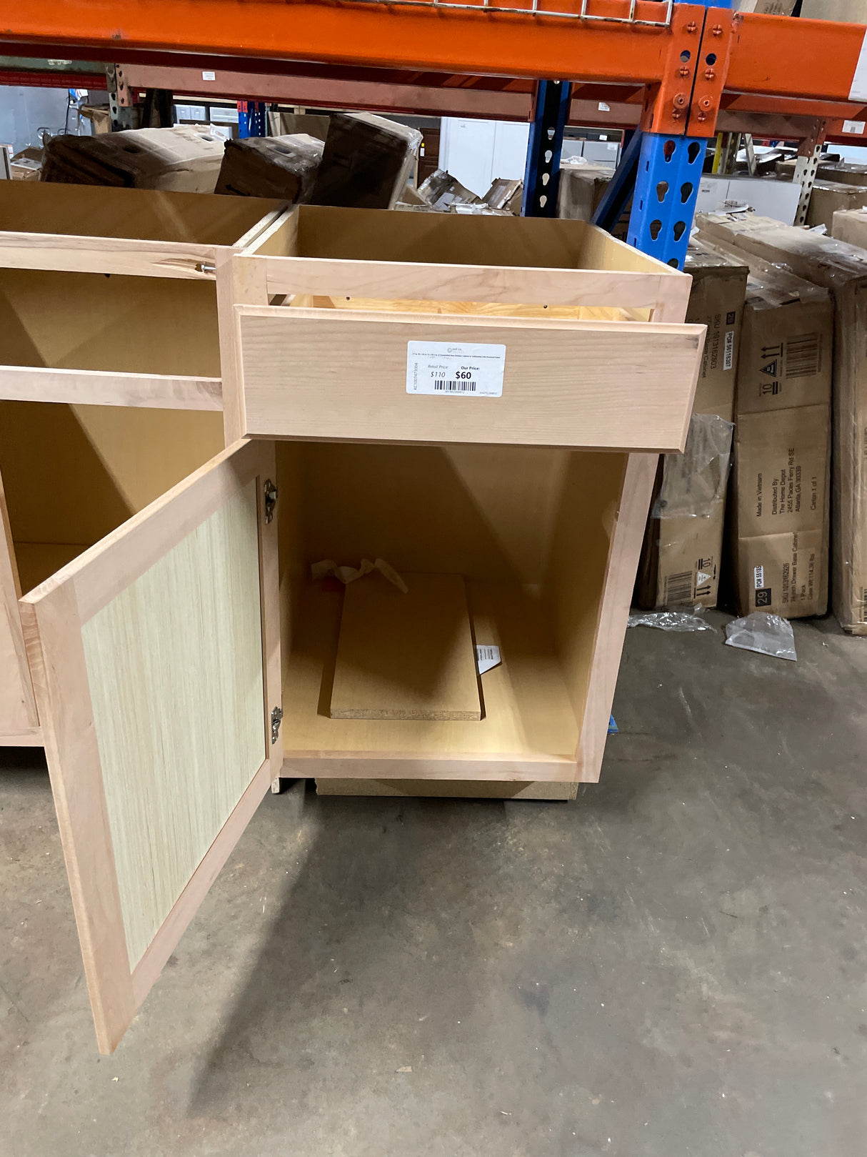 21 in. W x 24 in. D x 34.5 in. H Assembled Base Kitchen Cabinet in Unfinished with Recessed Panel