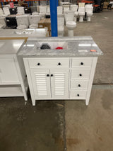Fallworth 37 in. W x 22 in. D x 35 in. H Single Sink Freestanding Bath Vanity in White with Carrara Marble Top