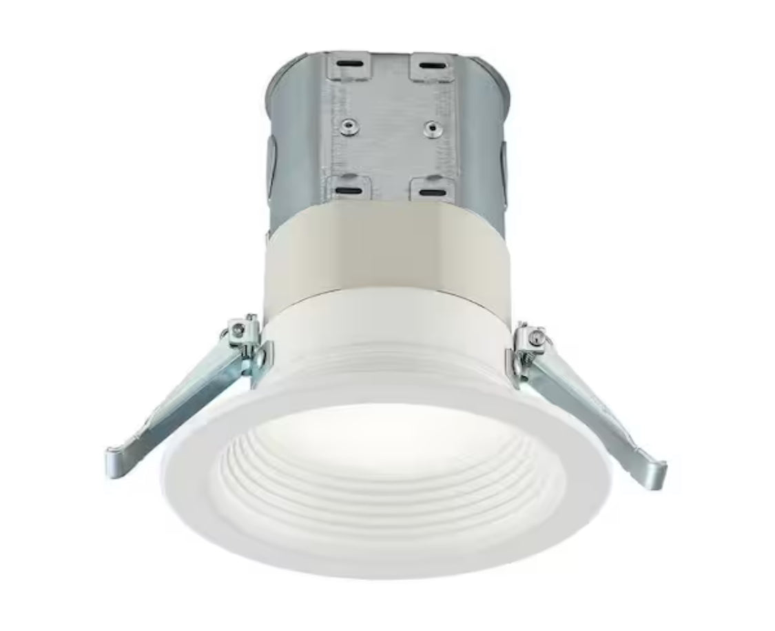 Easy-Up 4 in. White Baffle Integrated LED Recessed Kit with Selectable CCT (2700K-5000K), (No Can Needed)