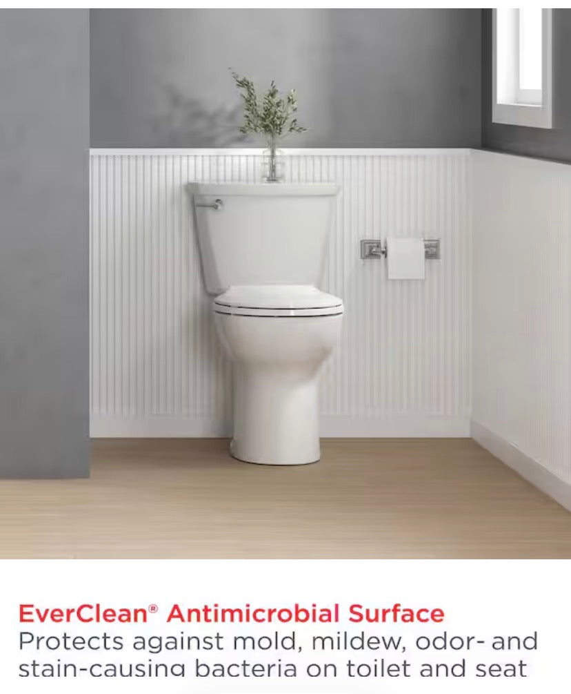 Cadet 12 in. Antimicrobial 2-Piece 1.28 GPF Single Flush Chair Height Round Toilet with Slow Close Seat in White