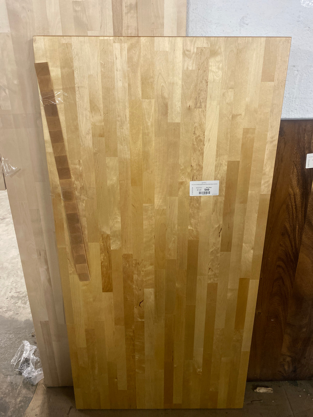 5 ft. L x 30 in. D Finished Engineered Birch Butcher Block Desktop Countertop