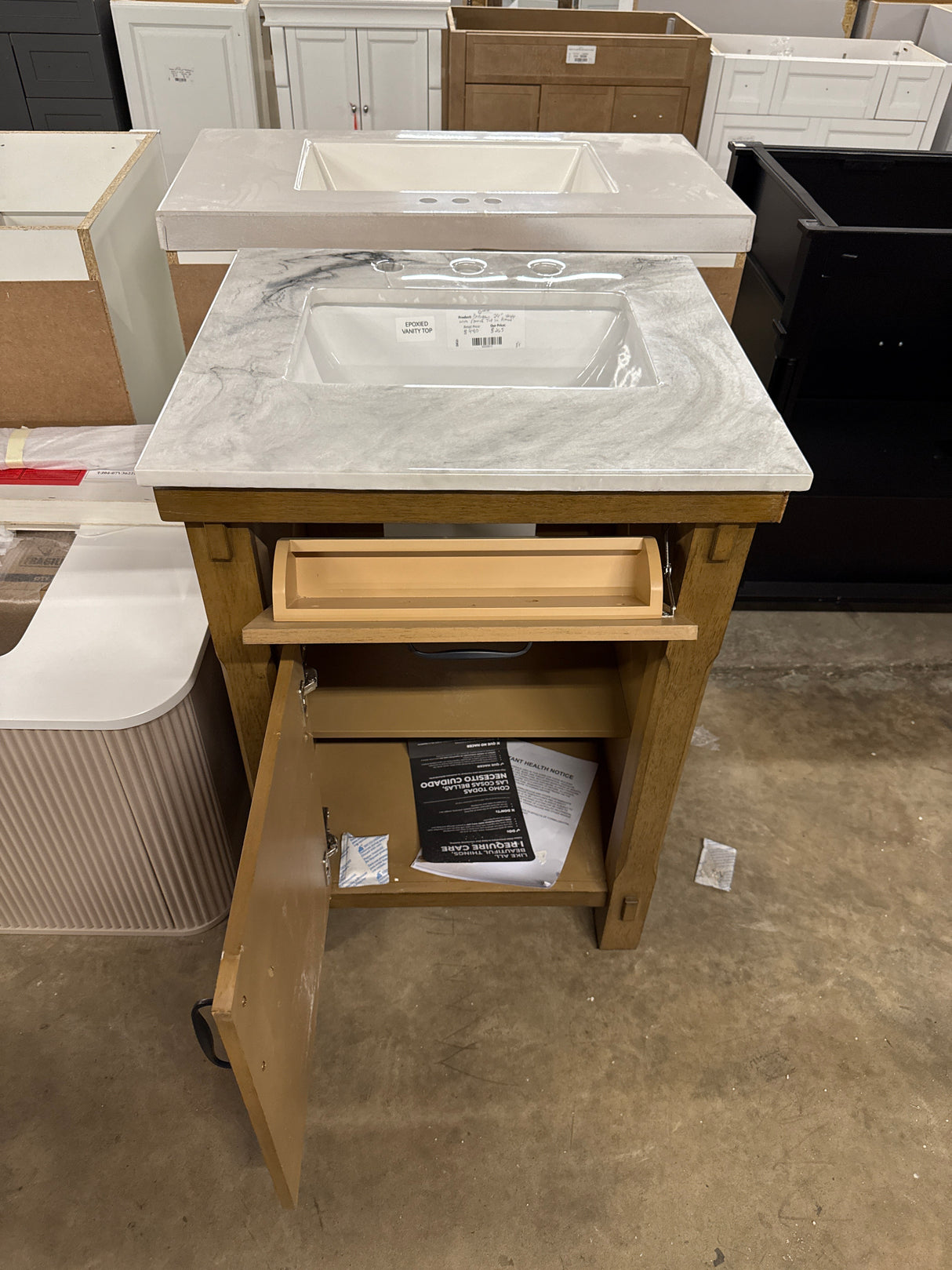 Bellington 24 in. W x 35 in. H x 22 in. D Bathroom Vanity in Almond Latte with Epoxied Marble Top