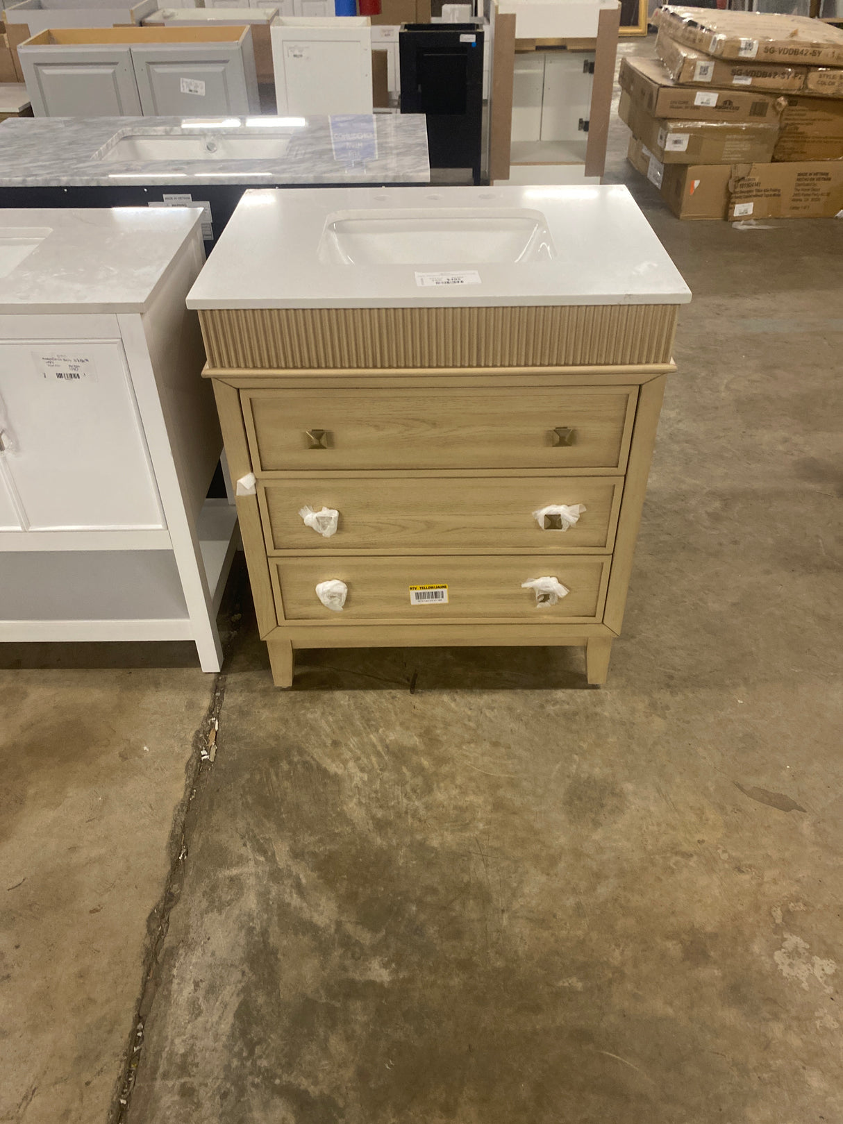 Danby 30 in. Single Sink Platinum Oak Bath Vanity with White Engineered Marble Top (Assembled)