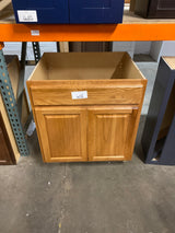 Hampton 30 in. W x 24 in. D x 34.5 in. H Assembled Sink Base Kitchen Cabinet in Medium Oak