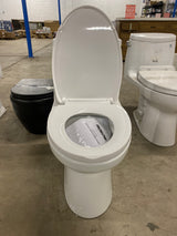 1-piece 0.8 GPF/1.28 GPF High Efficiency Dual Flush Elongated Toilet in. White Soft-Close Seat Included ADA Height