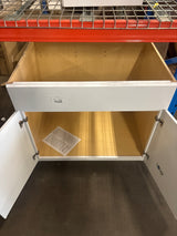 Shaker Satin White Stock Assembled Sink Base Kitchen Cabinet (36 in. x 34.5 in. x 24 in.)