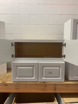 Hampton Satin White Raised Panel Stock Assembled Wall Bridge Kitchen Cabinet (30 in. x 12 in. x 12 in.)