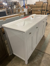 Austen 60 in. W x 22 in. D x 34 in. H Double Sink Bath Vanity in Dove Gray with White Engineered Marble Top