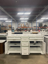 Windlowe 73 in. W x 22 in. D x 35 in. H Bath Vanity in White with Carrara Marble Vanity Top in White with White Sink