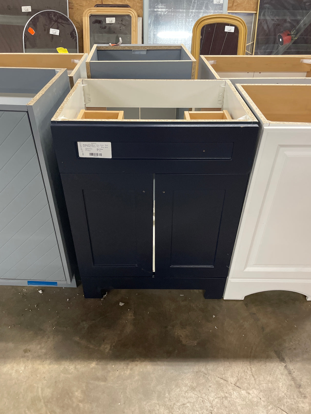Everdean 25 in. Single Sink Deep Blue Bath Vanity without Top (Assembled)