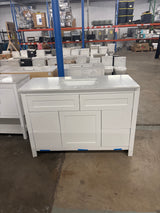 Clady 49 in. W x 20 in. D x 35 in. H Single Sink Freestanding Bath Vanity in White with Engineered Stone Composite Top