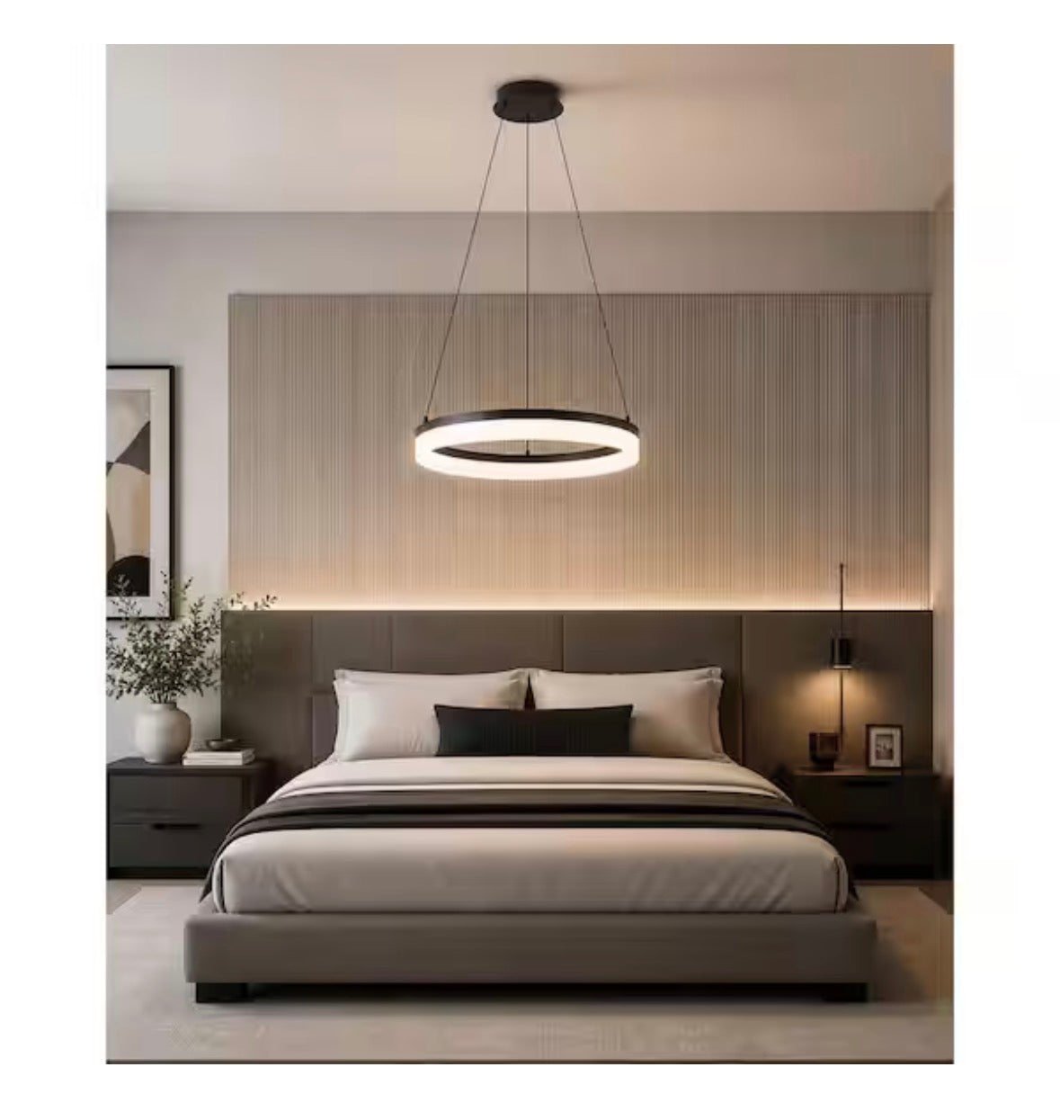 Kipling 35-Watt Black Modern Integrated LED Pendant Light with Frosted Acrylic Shade