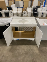 Glacier Bay 37 in. W x 19 in. D x 35 in. H Single Sink Freestanding Bath Vanity in White with White Cultured Marble Top