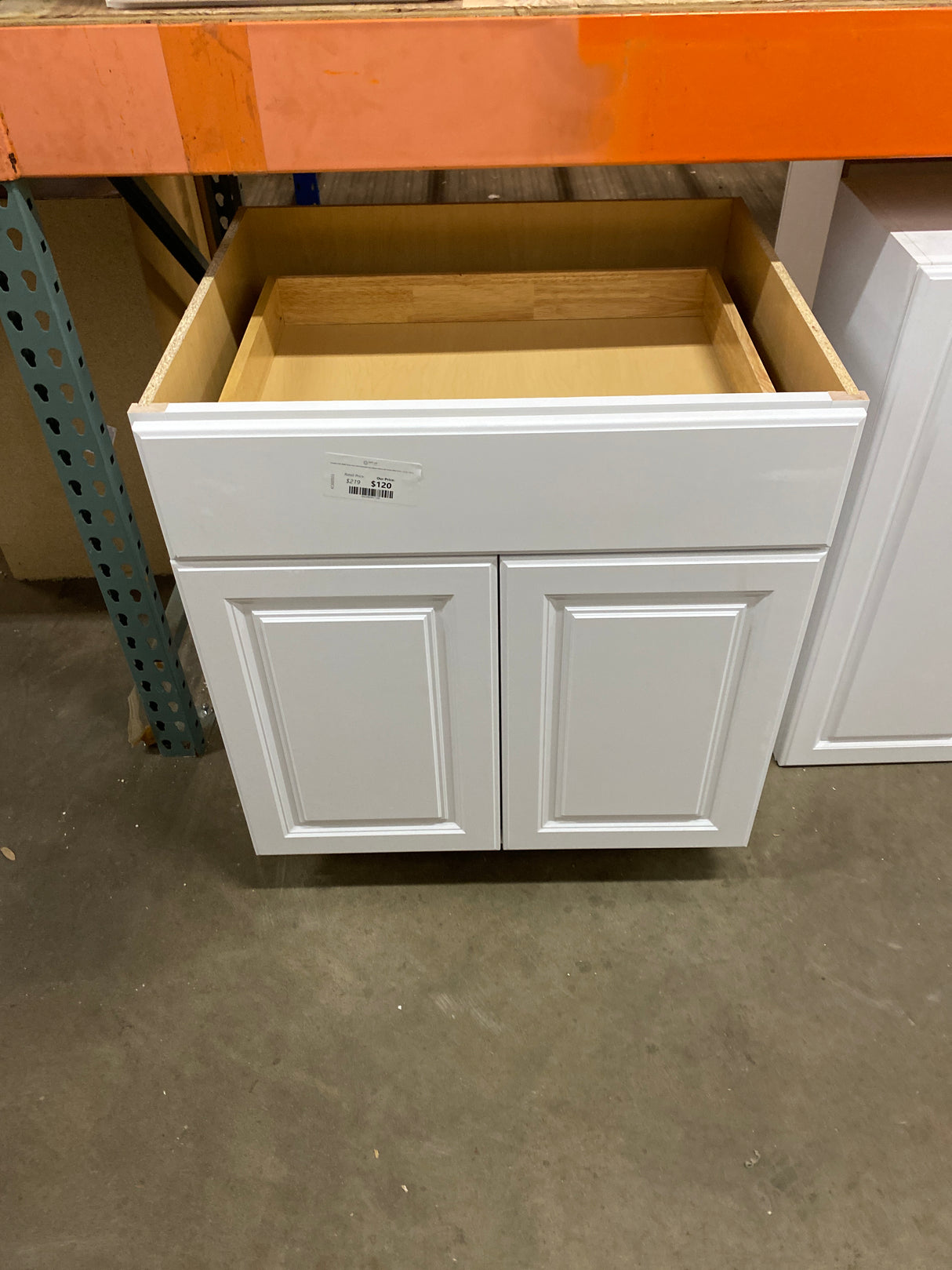 Hampton Satin White Raised Panel Stock Assembled Base Kitchen Cabinet with Drawer Glides (30 in. x 34.5 in. x 24 in.)