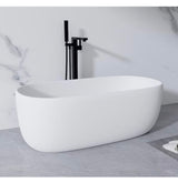 Moray 51 in. x 25 in. Solid Surface Stone Resin Flatbottom Freestanding Double Slipper Soaking Bathtub in Matte White