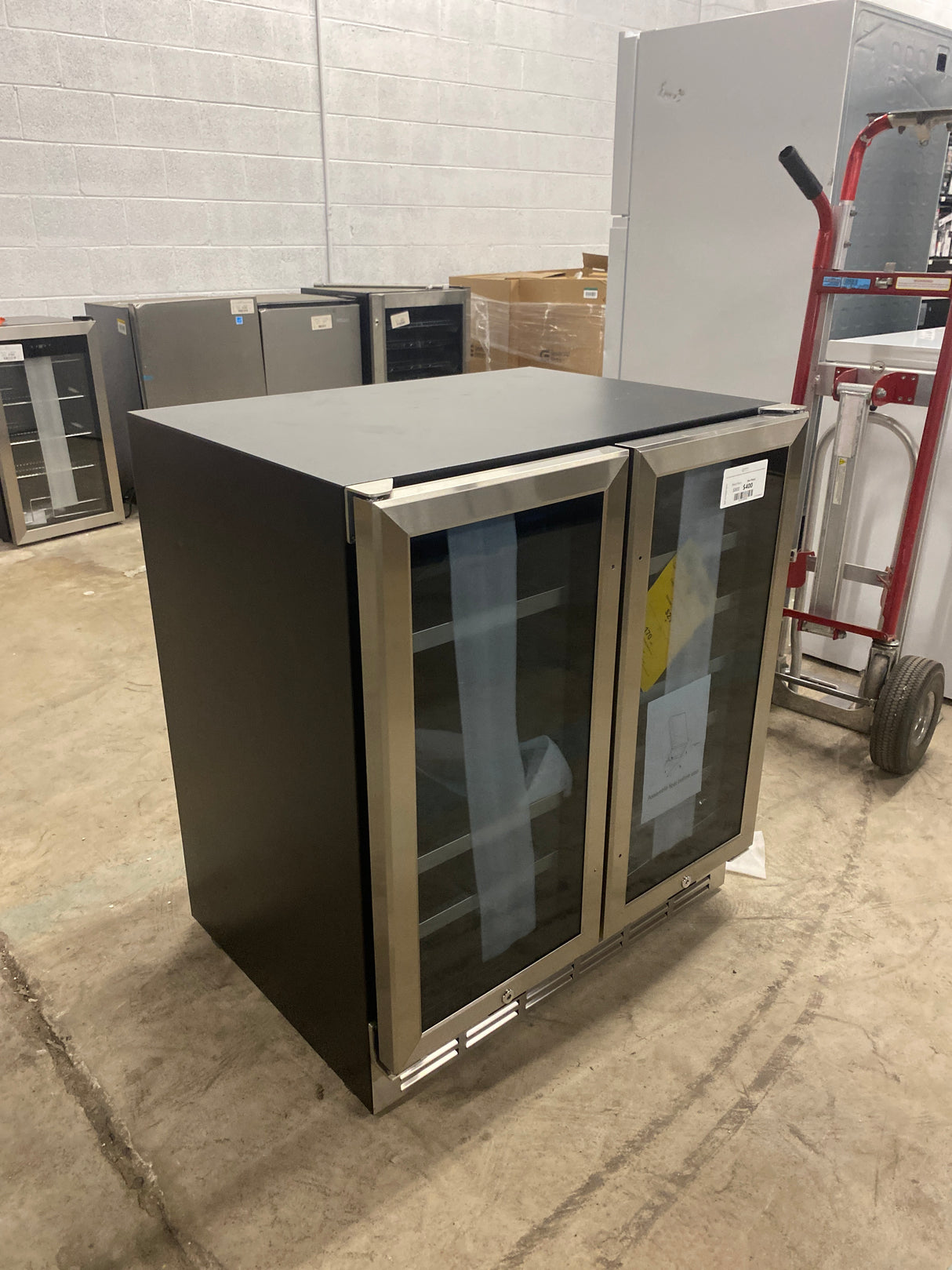 30 in. Dual Zone French Door 33 Bottle and 95 Can Wine and Beverage Cooler in Silver with Internal Blue LED Lighting
