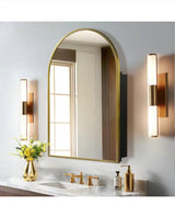 24 in. W x 36 in. H Arched Recessed/Surface Mount Medicine Cabinet with Mirror in Gold