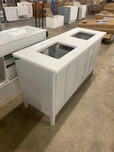 Sepal 60 in. Double Sink Dove Gray Bath Vanity with White Engineered Marble Top (Assembled)