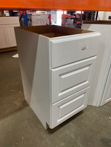 Hampton Satin White Raised Panel Assembled Drawer Base Kitchen Cabinet with Drawer Glides (18 in. x 34.5 in. x 24 in.)